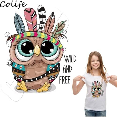 Cartoon Owl Patches On Clothing Fashion Applique DIY Accessory Washable A-Level Stickers Heat Transfer Iron On Parches Children