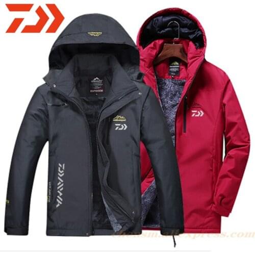 DAIWA Fishing Clothing Winter Mountaineering Ski Waterproof Warm Fishing Jackets Men Fleece Thick Outdoor Fishing Shirts L-4XL