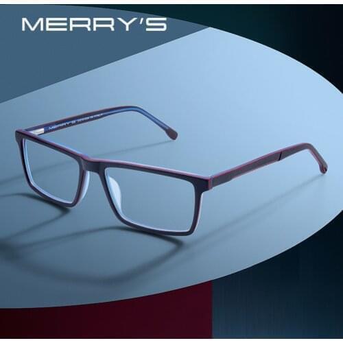MERRYS DESIGN Men Square Classic Glasses Frames Acetate Optics Frame Luxury Prescription Glasses Frames Optical Eyewear S2944
