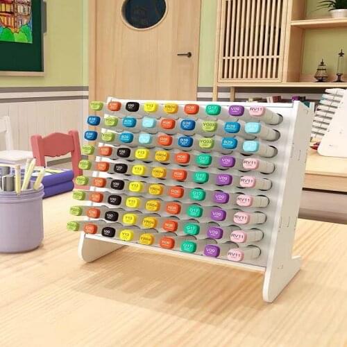 80-color Marker Pen Storage Box Large-capacity Childrens Learning Pen Shelf Student Stationery Office Desk Accessories