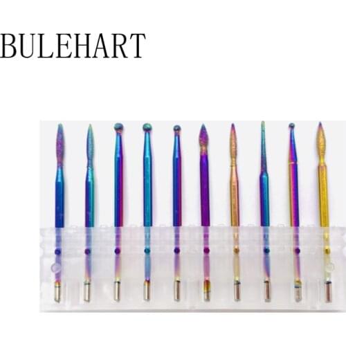 10 Pcs Rainbow Milling Cutter For Manicure Removing Gel Varnish Diamond Nail Drill Burr Bits Tool Set