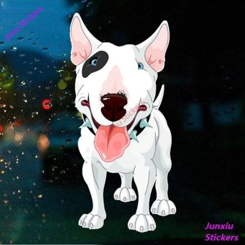 Cartoon English Bull Terrier Pit Bull Colorful Car Sticker and Decals for Bumper Truck Camper Motorcycle Fine Decal PVC16x8cm