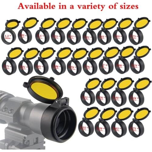 Hunting 30-69mm Transparent Airsoft Rifle Scope Lens Cover Flip Up Quick Spring Protector Cap Yellow Objective Lense Lid