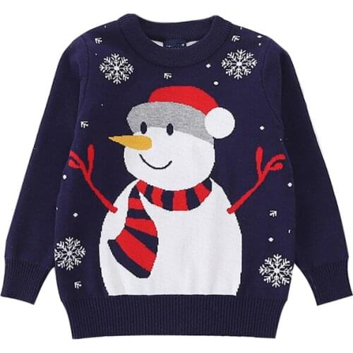 Autumn Winter Childrens Clothes Girls Sweaters Printed Long Sleeve Girl Knitted Pullover Sweater Girls Kids Snowman Sweaters