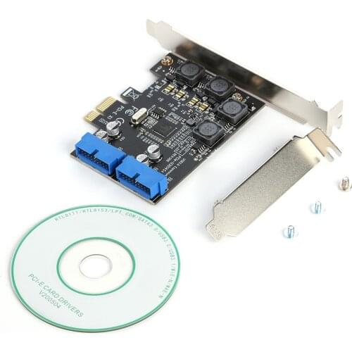 Desktop PC USB 3.0 Expansion Card Front PCI-E to 19/20 Pin Header Adapter Module Portable External Expansion Card Adapter