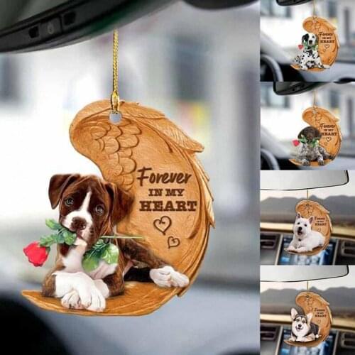 Dog Decoration Pendants Car Hanging Ornament Creative Cute Forever In My Heart Car Interior Accessories Decoration Drop Shipping