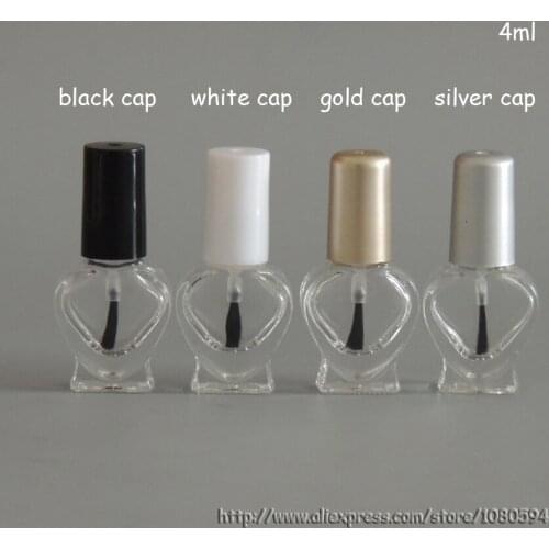 4ml Transparent Heart Shape Clear Glass Nail Polish Oil Bottle with Brush,Empty Vials,Nail Enamel Bottles Manicure Oil Bottle