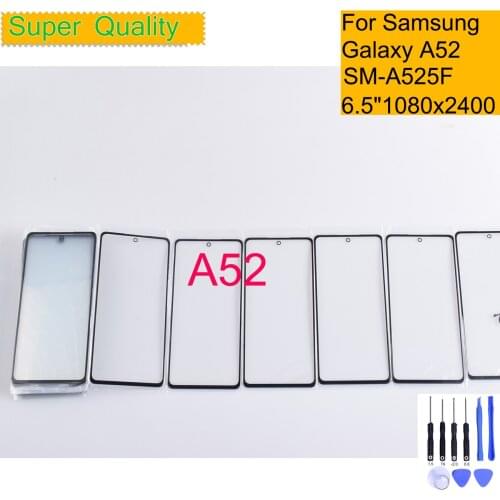 For Samsung Galaxy A52 Touch Screen Front Glass Panel LCD Outer Display Lens A52 A525 A525F SM-A525F Front Glass Replacement
