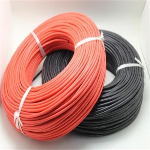 100meter 8/10/12AWG Black Red Silicone Wire/ Silica Gel Wire/ Silicone Tinned copper Cable High temperature resistance