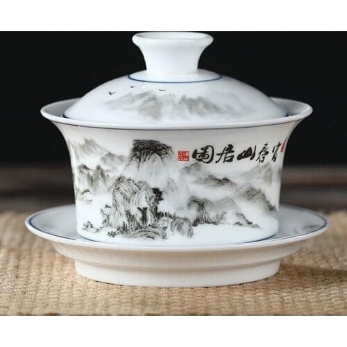 Blue and white teapot Dehua large retro restored blue and white porcelain tea set Chinese small teapot single pot Kungfu tea set