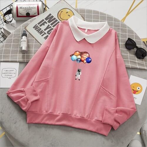 Cute Harajuku Oversized Sweatshirt Balloon Print Long Sleeve Hooded Cotton Womens Graphic Sweatshirt Cute Best Friends Hoodies