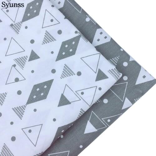 Syunss New Gray Geometry Printed Twill Cotton Fabric DIY Handmade Sewing Patchwork Baby Cloth Bedding Textile Quilt Tilda Tissus