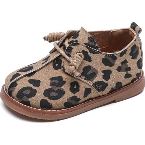 Spring children shoes Leopard Kids Leather Shoes For Little girl School Dress Flats toddler boys Shoes casual Loafer Moccasins