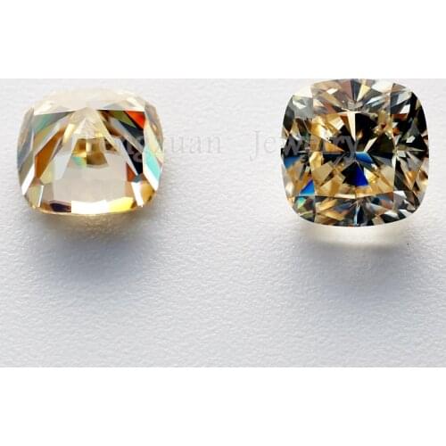8x8mm 2.5ct Loose Moissanites Stone Jewelry Champagne color VVS Excellent Cut GRA Cushion Moissanite for Diamond Ring
