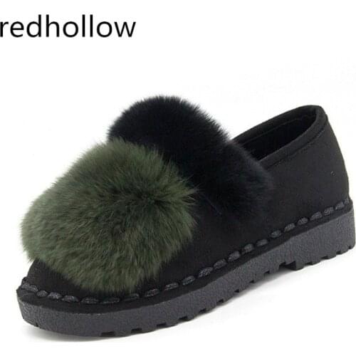 Women Flat Shoes Autumn Winter Women Ballet Flats Warm Fur Comfort Cotton Shoes Woman Loafers Slip on Shoes Femal Fashion