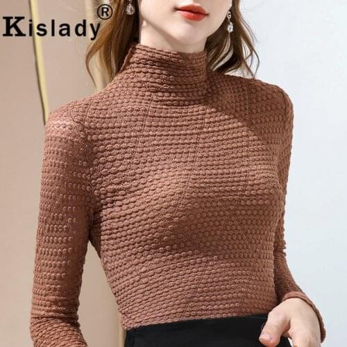 Winter Sexy Lace Turtleneck Long Sleeve Women Shirt Plus Size High Street Vintage Korean Clothes Tops Harajuku Patchwork Shirt
