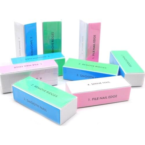 JEARLYU Brand 100 Pcs/Lot Sponge Nail Files Polish Buffer Colorful 4-WAY Nail Buffer Block Manicure Shine Buffer Tools Wholesale