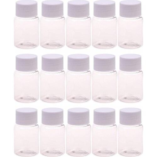 200+2pcs 15ML Plastic Empty Small Mouth Graduated Lab Chemical Container Reagent Bottle Sample Sealing Liquid Medicine Bottle