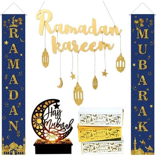 2021 EID Mubarak Decor Advent Calendar Ramadan Kareem Wooden Pendant For Home Islamic Muslim Party Ornaments Eid Mubarak Gifts