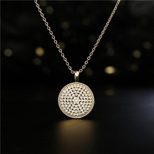 2021 New Design Round Pendant Trendy Girs Micro Pave CZ Lucky Jewelry Colorful Necklace Best Birthday Party Gifts