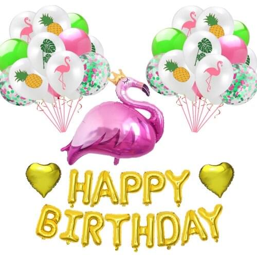 46pcs/set Hawaiian Balloons Set Festive Birthday Party Supplies Flamingo Pineapple Latex Balloons Birthday Party Decorations