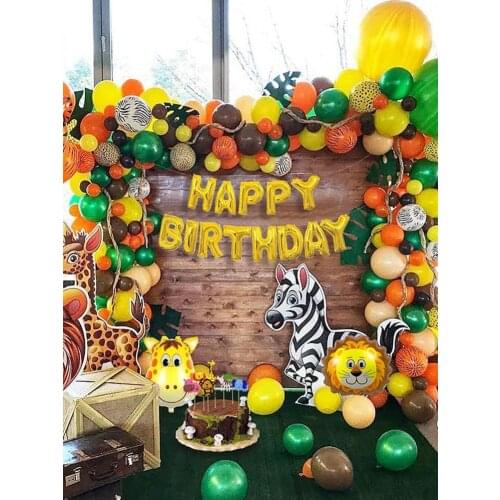 68pc/lot Jungle Animal Theme Latex Balloons Baby Shower Birthday Party Decor Balloon Garland Kit Cute Air Balloons Set