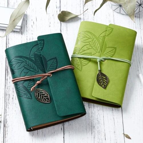 A6 Kawaii Leaf texture Soft Leather Binder Spiral Notebook Loose-leaf Planner Daily School Note Book Office Supplies Stationery
