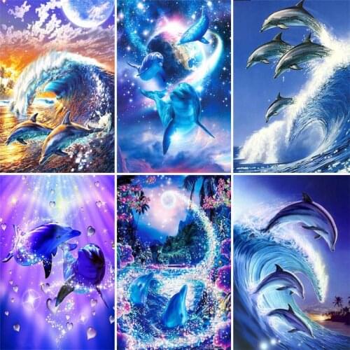 Full Square Drill 5D Diamond Painting Animal DIY Diamond Embroidery Dolphin Cross Stitch Home Decoration