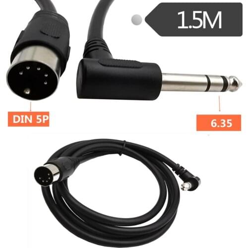 1pc 6.35mm (1/4 Inch)TRS Stereo Jack Audio Cable Din 5 Pin MIDI Male Plug High Quality 0.2m/1.5m for Microphone