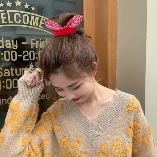 Korean Style Velvet Hair Rope Plaid Fabric Bowknot Hair Band Student Girls Hair Rings Women Hair Accessories Gifts Festivals