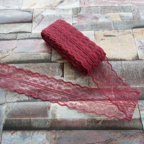 Beautiful Wine Red 10 Yards 45mm Width Net Embroidery Lace Bilateral DIY Jewelry, Clothing, Wedding, Sewing accessories