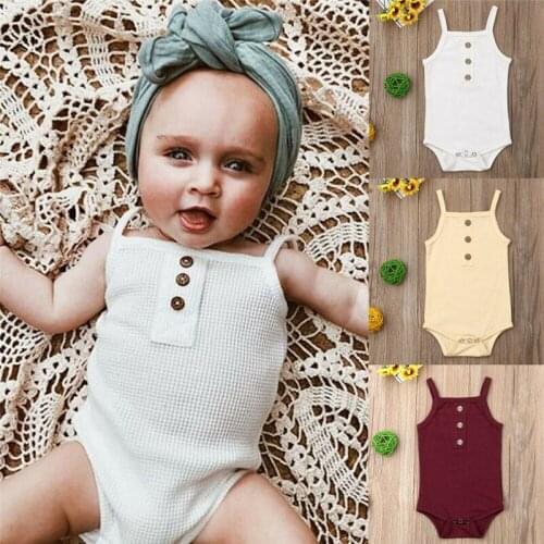 Newborn Infant Baby Girl Bodysuit Soild Babygrow Vest Clothes Sleeveless Romper One Piece Outfits Summer Clothes New
