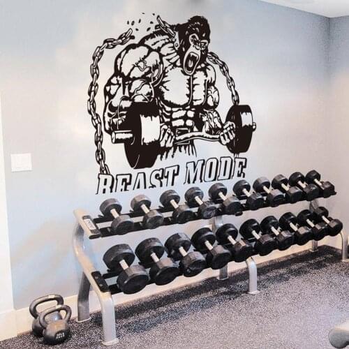 Large King Kong Fitness Gym Bodybuilding kettle bell Wall Sticker Gym Crossfit Fitness Studio Motivational Wall Decal Vinyl
