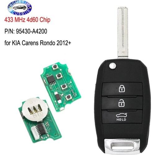 Flip Remote Car Key Fob 3 Button 433MHz 4D60 Chip for KIA Carens Rondo 2012+ P/N: 95430-A4200