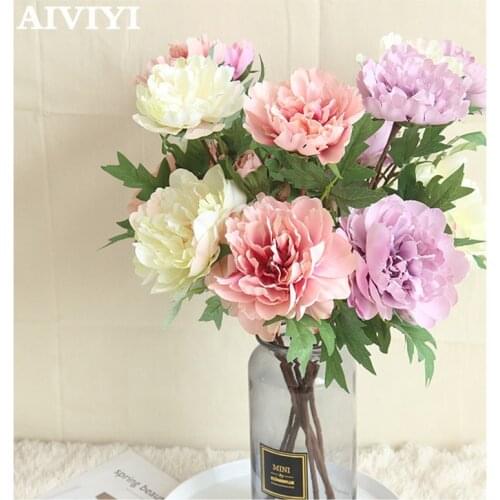 Artificial flower silk single branch peony DIY wedding home garden Christmas decor holding flower road lead flower wall material