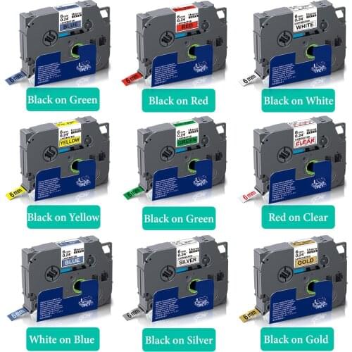 Unismar TZe-211 6mm Black On White TZ211 TZ-211 Labeling Tapes Compatible for PT200 1000 D210 H110 E110 P-Touch Label Printers