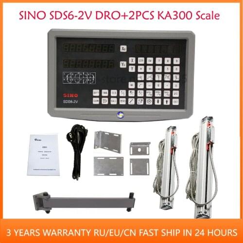 SINO DRO SDS6-2V 2 Axis digital readout and linear scale KA300 70-1020mm encoder for milling lathe boring griner cutting edm