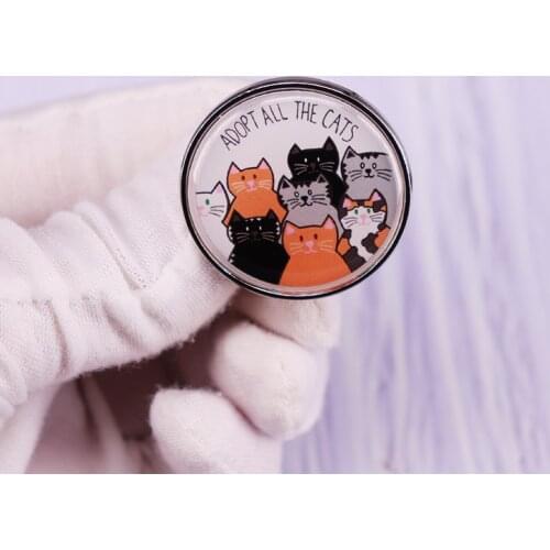 Adopt All the Cats Pin Cute Animal Brooch Badge Perfect Gift for the Cat lovers