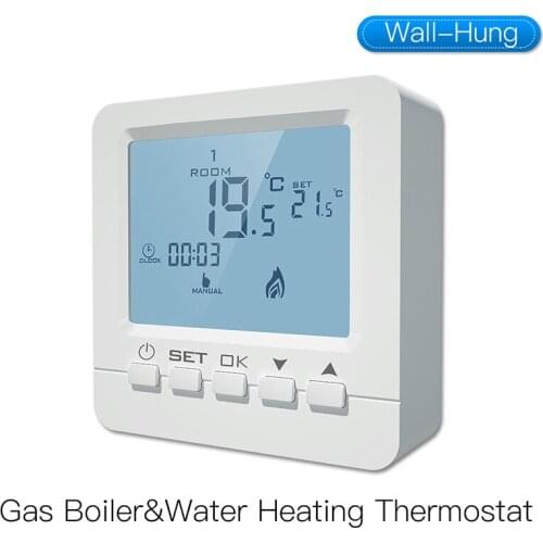 LCD 5A Wall-Hung Gas Boiler Heating Temperature Programmable Thermostat Battery Powered Thermoregulator with backlight