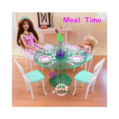 New DIY toy kitchen table set for 1/6 doll furniture dress up doll house kitchen accessories for barbie