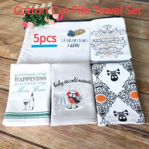 5pcs 100% Pure cotton cut velvet European and American towels, gauze loops, absorbent wash towels, tea towels for tea ceremony