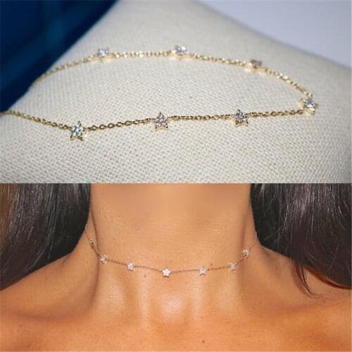 Christmas gift cute star choker charm necklaces charming women jewelry silver Color necklace