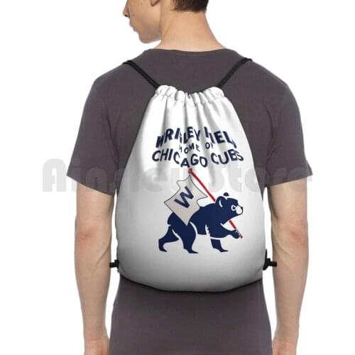 - Wrigley Field-Fly The W Backpack Drawstring Bag Riding Climbing Gym Bag Wrigley Cubbies Cubs Field Baseball Ball Game Take