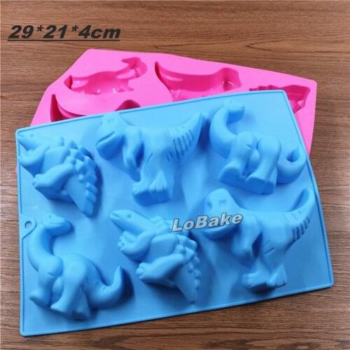 6 cavities 3 style monster dinosaur shape silicone mold chocolate fondant candy mold jelly pudding moulds DIY bakery tools