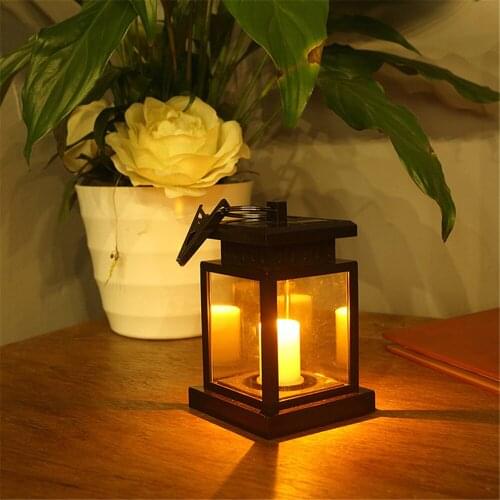 Solar Power Vintage Lantern Led Candle Lights outdoor Waterproof Hanging lamp for Garden Yard Lawn Pathway Stairs wall Led Lamp