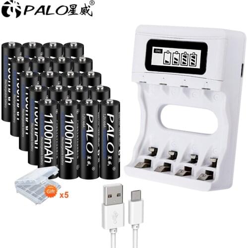 PALO 1.2V NI-MH AAA Rechargeable Battery 3A AAA Battery Rechargeable Charger With LCD Display Battery Charger