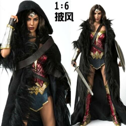 VSTOYS 1/6 Female Clothes Gal Gadot Black Cloak Long Coat Fit 12" Female PH TBL HT Figure
