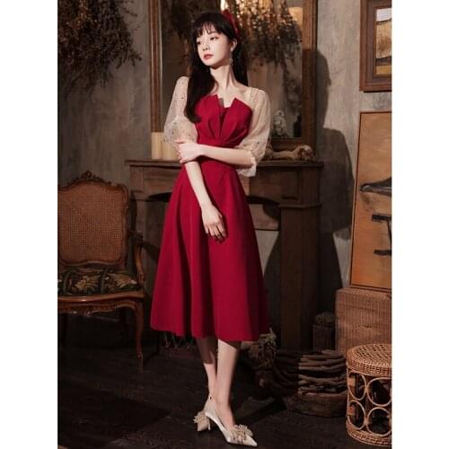 Elegant Square Collar Lace Half Sleeve A-Line Evening Dress Cheongsam Back Zipper Prom Fomail Gown Vestidos De Noche