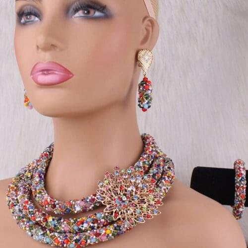 Dudo Genuine African Colorful Jewelry Set For Women 3 Layers Bijoux Inoxydable Femme Mix-Color Necklace Set 2020 Bohemia