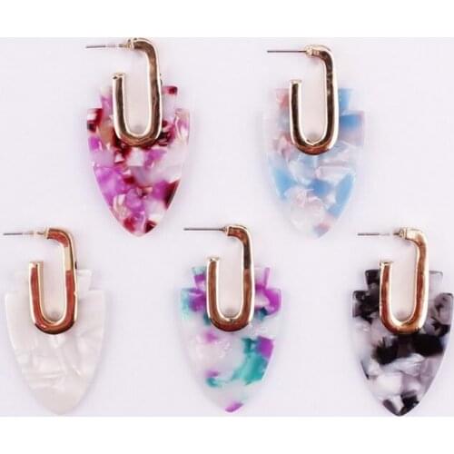 ZWPON Fashion Acetate Resin Arrow Hoop Earrings Fashion Women Statement Earrings Female Jewelry Wholesale